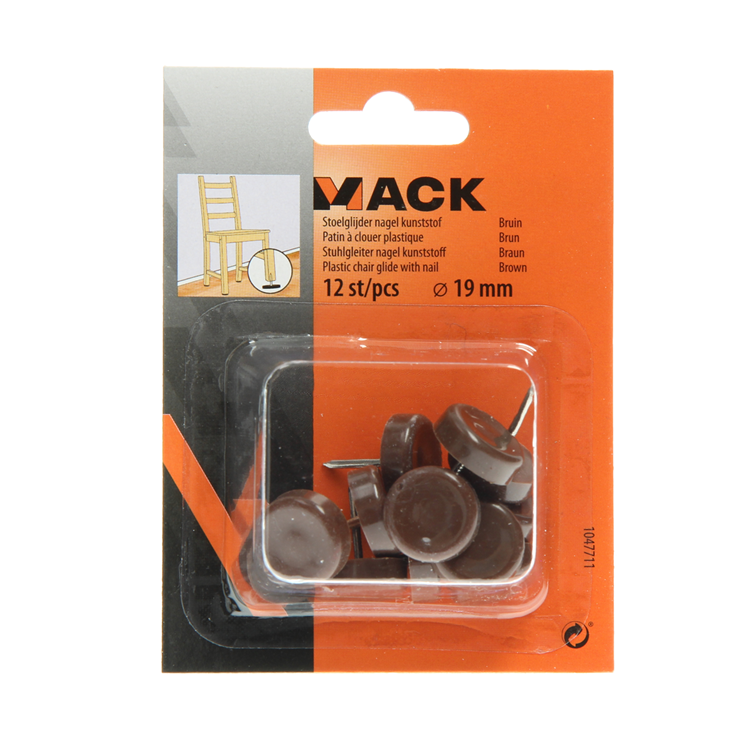 Mack 1047711 - clou planeur de chaise plastique marron ø 19 mm 12 pcs | 6 pièces