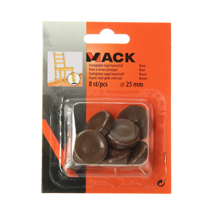Mack 1047714 - clou planeur de chaise plastique marron ø 25 mm 8 pcs | 6 pièces
