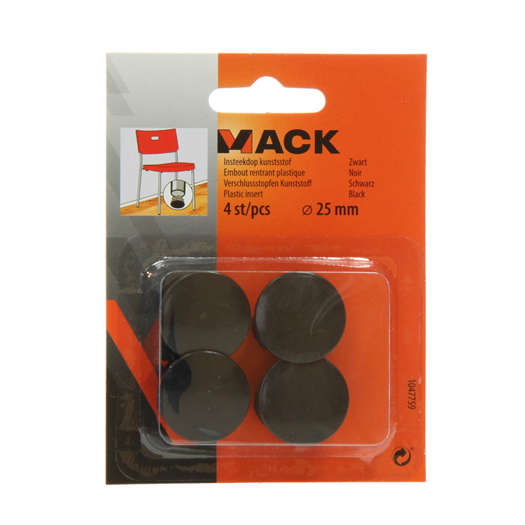 Mack 1047759 - bouchon en plastique noir ø 25 mm 4 pcs | 6 pièces