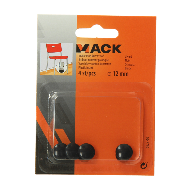 Mack 1047760 - bouchon en plastique noir ø 12 mm 4 pcs | 6 pièces