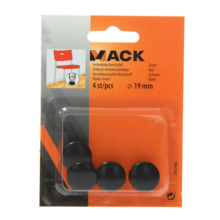 Mack 1047762 - bouchon en plastique noir ø 19 mm 4 pcs | 6 pièces