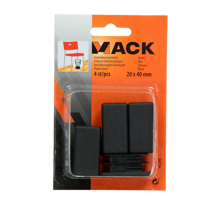 Mack 1047764 - bouchon en plastique noir 20 x 40 mm 4 pcs | 6 pièces