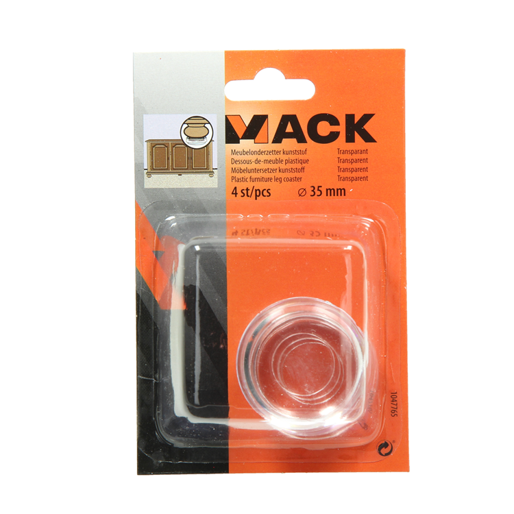 Mack 1047765 - dessous de verre pour meuble plastique transparent ø 35 mm 4 pcs | 6 pièces