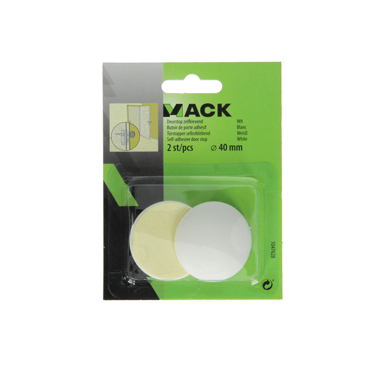 Mack 1047628 - butée de porte autocollante blanc ø 40 mm 2 pcs | 6 pièces