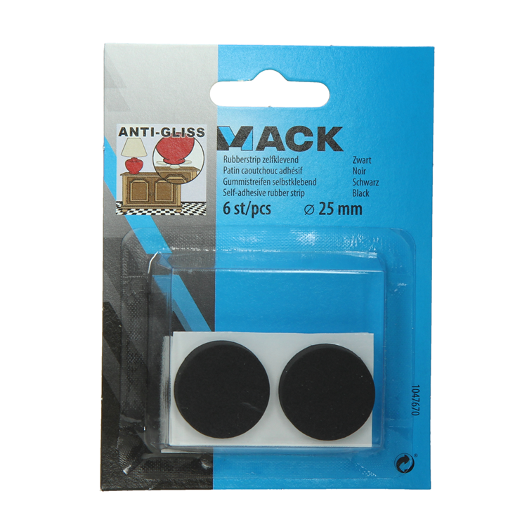 Mack 1047670 - bande de caoutchouc autocollante noir ø 25 mm 6 pcs | 12 pièces