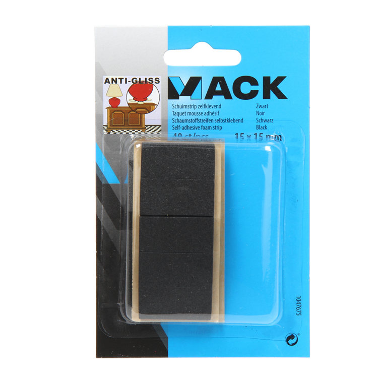 Mack 1047675 - bande de mousse autocollante noir 15 x 15 mm 40 pcs | 6 pièces