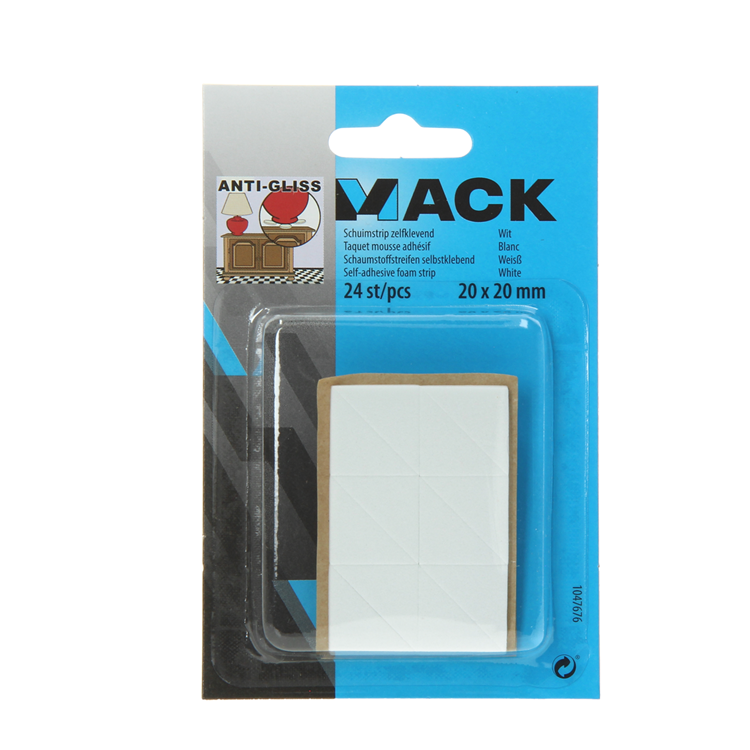 Mack 1047676 - bande de mousse autocollante blanc 20 x 20 mm 24 pcs | 6 pièces