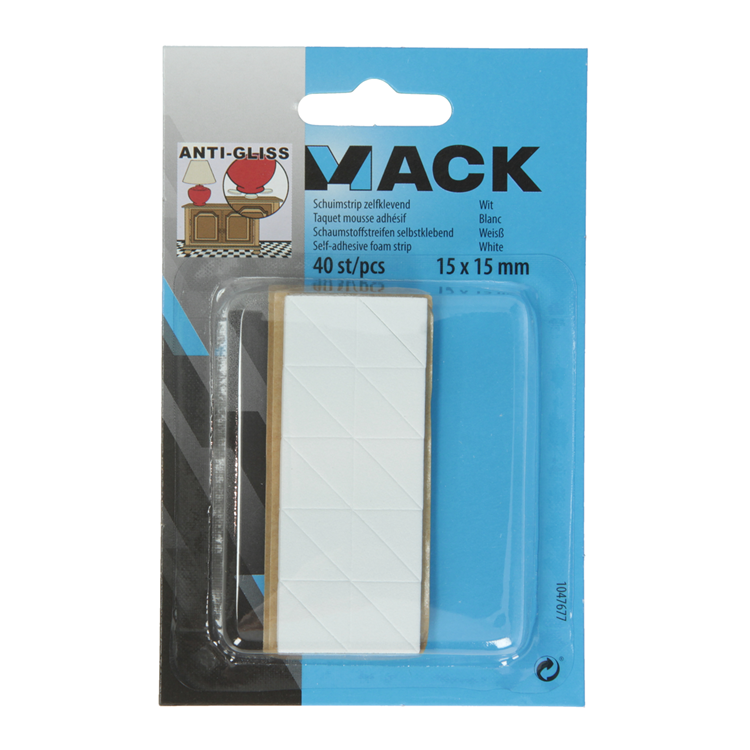 Mack 1047677 - bande de mousse autocollante blanc 15 x 15 mm 40 pcs | 6 pièces