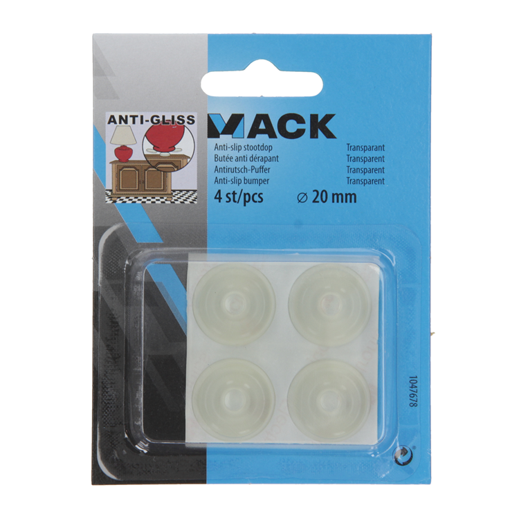 Mack 1047678 - capuchon anti-dérapant transparent ø 20 mm 4 pcs | 12 pièces