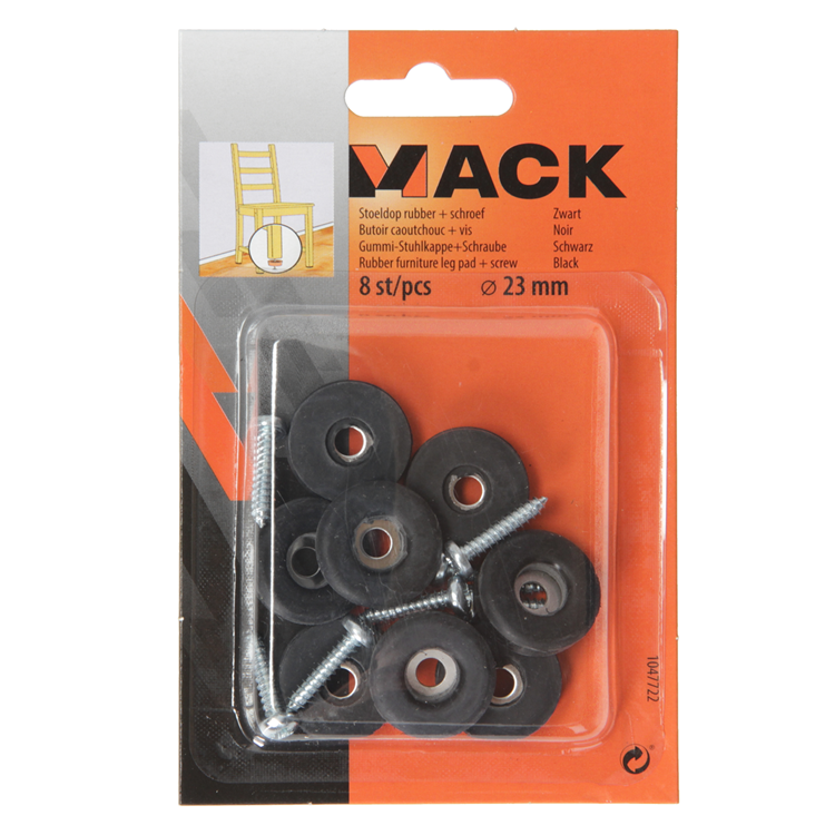 Mack 1047722 - capuchon de selle caoutchouc + vis noir ø 23 mm 8 pcs | 6 pièces
