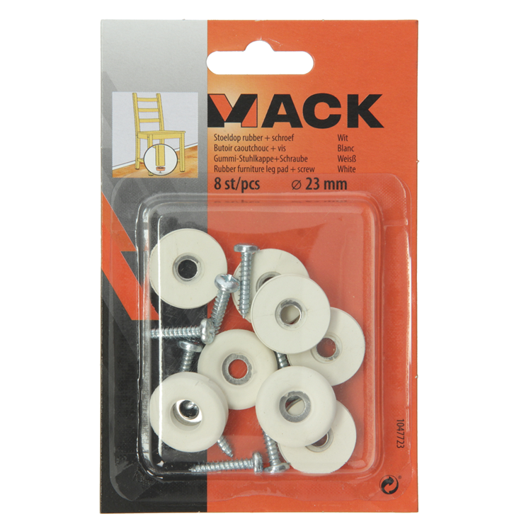 Mack 1047723 - capuchon de siège en caoutchouc + vis blanc ø 23 mm 8 pcs | 6 pièces