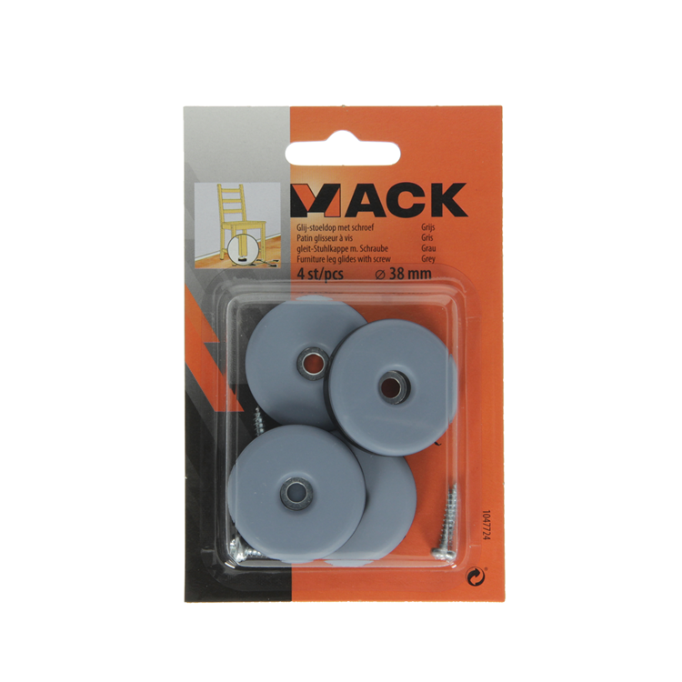 Mack 1047724 - capuchon de siège coulissant avec vis gris ø 38 mm 4 pcs | 6 pièces