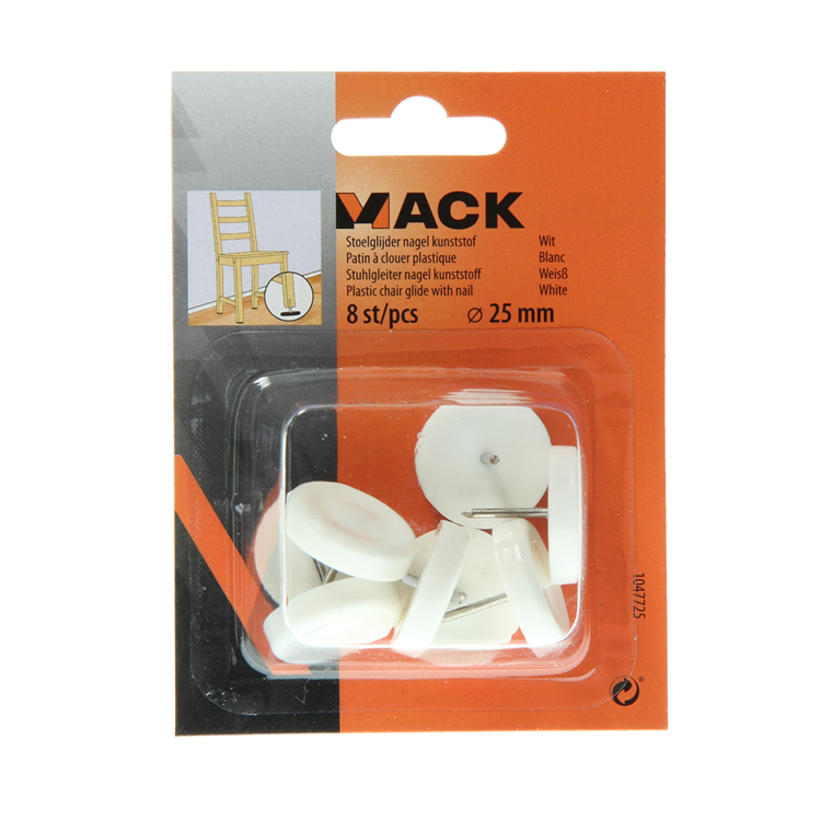 Mack 1047725 - clou planeur de chaise plastique blanc ø 25 mm 8 pcs | 6 pièces