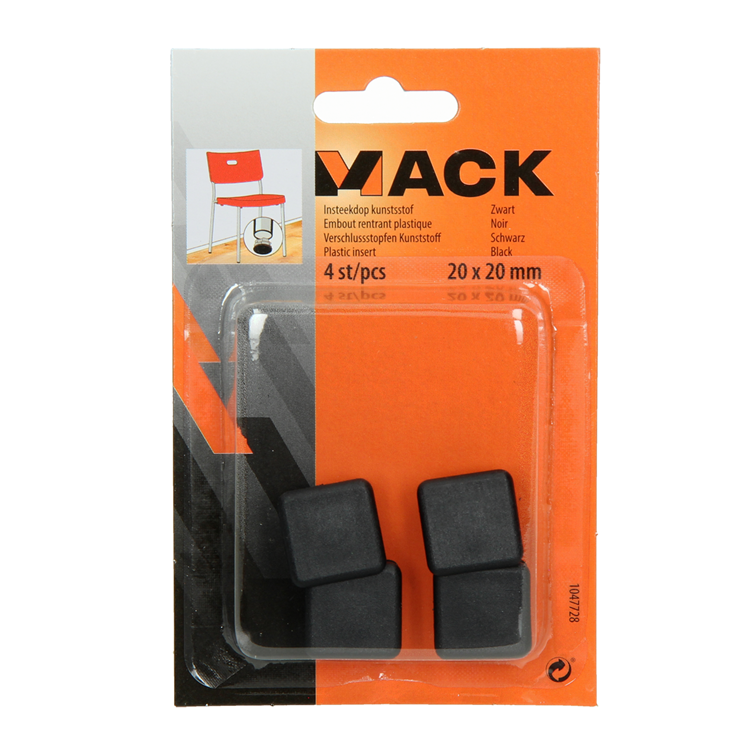Mack 1047728 - bouchon en plastique noir 20 x 20 mm 4 pcs | 6 pièces