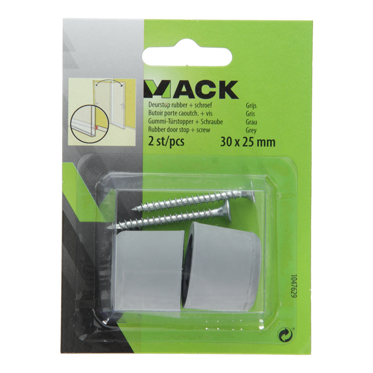 Mack 1047629 - butée de porte en caoutchouc + vis gris 30 x 25 mm 2 pcs | 6 pièces