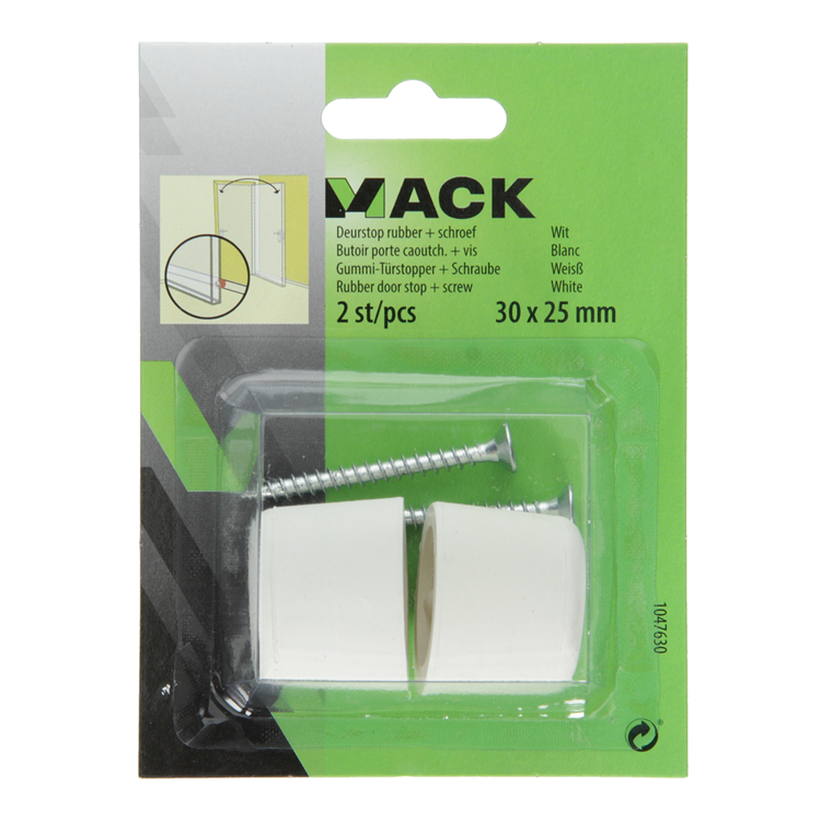 Mack 1047630 - butée de porte caoutchouc + vis blanc 30 x 25 mm 2 pcs | 6 pièces
