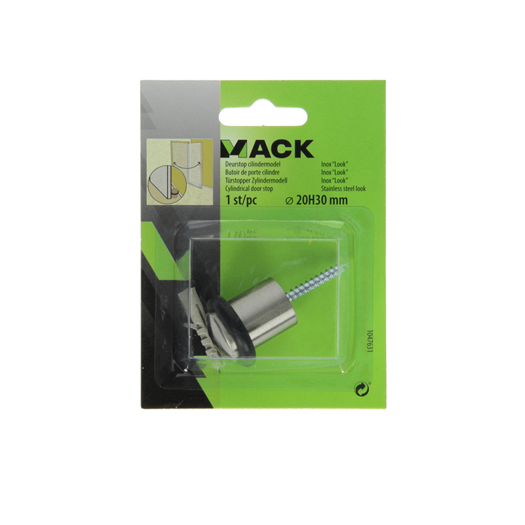 Mack 1047631 - cylindre d'arrêt de porte modèle aspect acier inoxydable ø 20h30 mm 1 pièce pièce | 6 pièces