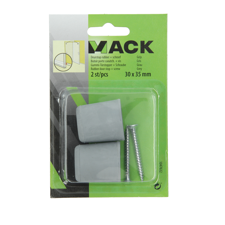 Mack 1047632 - butée de porte en caoutchouc + vis gris 30 x 35 mm 2 pcs | 6 pièces