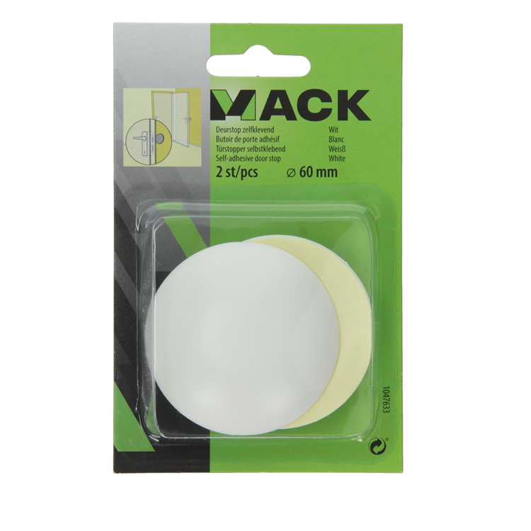 Mack 1047633 - butée de porte autocollante blanc ø 60 mm 2 pcs | 6 pièces