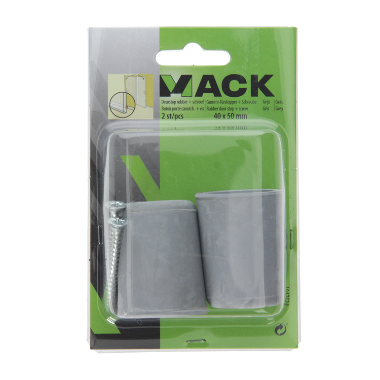 Mack 1047634 - butée de porte en caoutchouc + vis gris 40 x 50 mm 2 pcs | 6 pièces