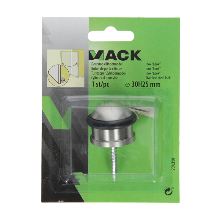 Mack 1047635 - cylindre d'arrêt de porte modèle aspect acier inoxydable ø 30h25 mm 1 pièce pièce | 6 pièces