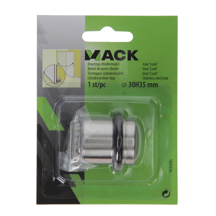 Mack 1047636 - cylindre d'arrêt de porte modèle aspect acier inoxydable ø 30h35 mm 1 pièce pièce | 6 pièces