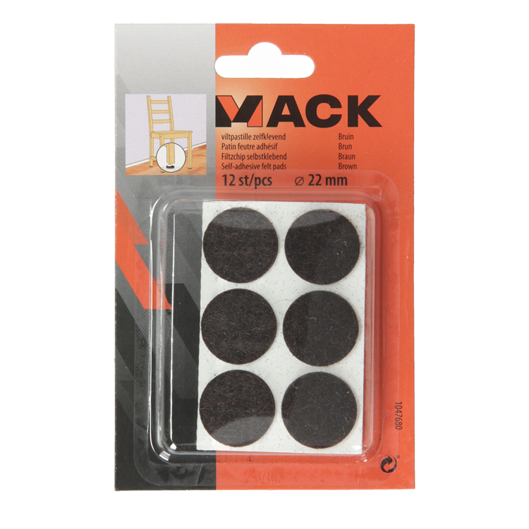 Mack 1047680 - pastille en feutre autocollante marron ø 22 mm 12 pcs | 12 pièces