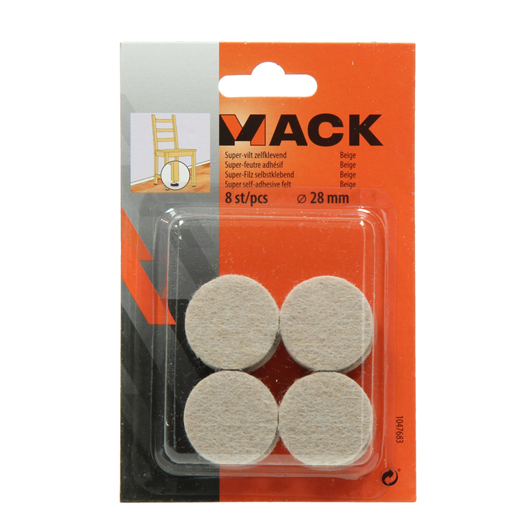 Mack 1047683 - super feutre autocollant beige ø 28 mm 8 pcs | 12 pièces