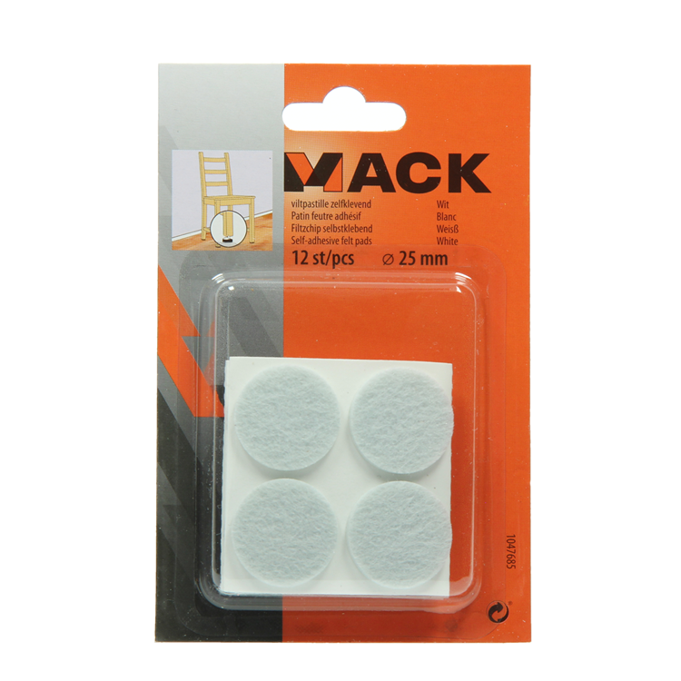 Mack 1047685 - pastille en feutre autocollante blanc ø 25 mm 12 pcs | 12 pièces
