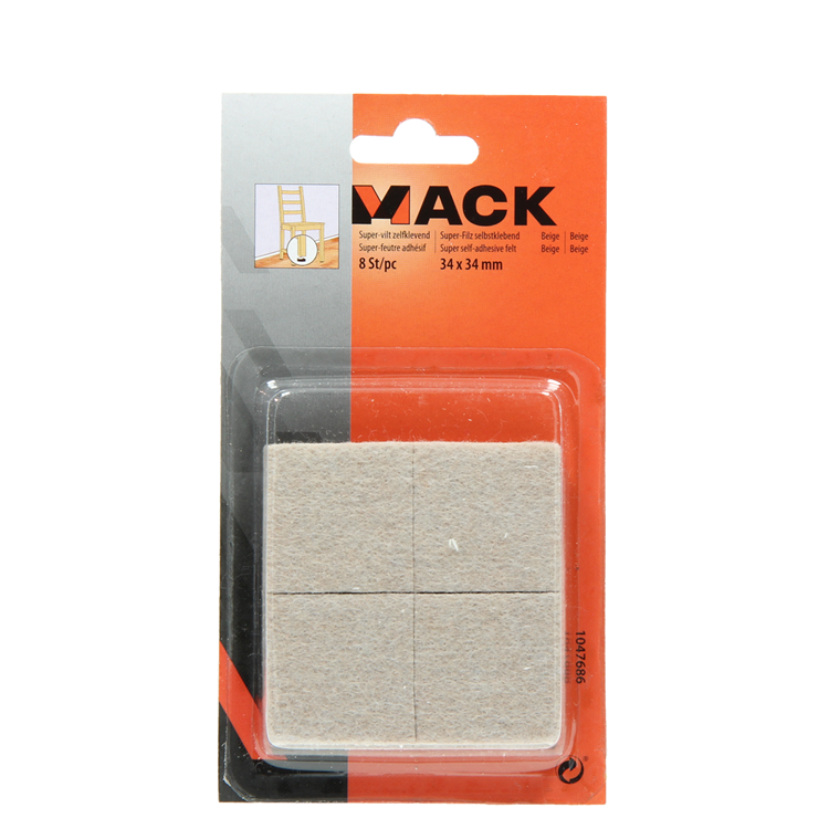 Mack 1047686 - super feutre autocollant beige 34 x 34 mm 8 pcs | 12 pièces