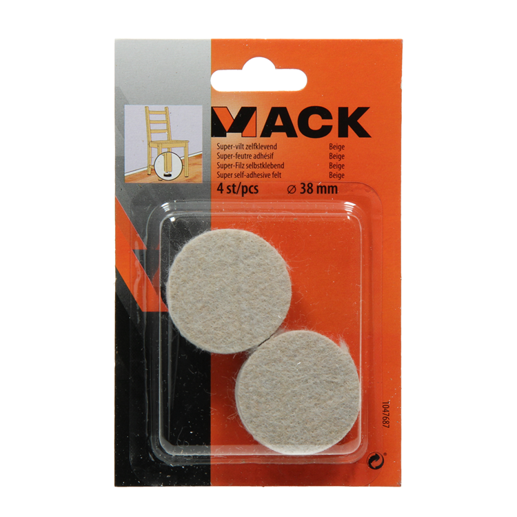 Mack 1047687 - super feutre autocollant beige ø 38 mm 4 pcs | 12 pièces