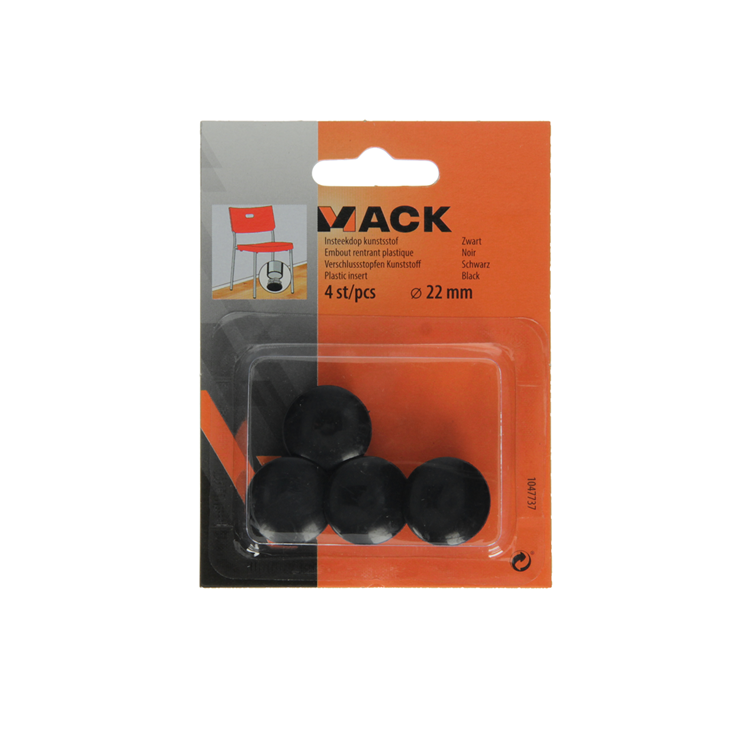 Mack 1047737 - bouchon en plastique noir ø 22 mm 4 pcs | 6 pièces
