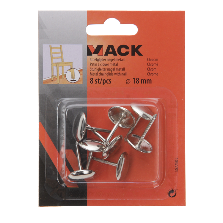 Mack 1047784 - clou planeur de chaise métal chromé ø 18 mm 8 pcs | 6 pièces