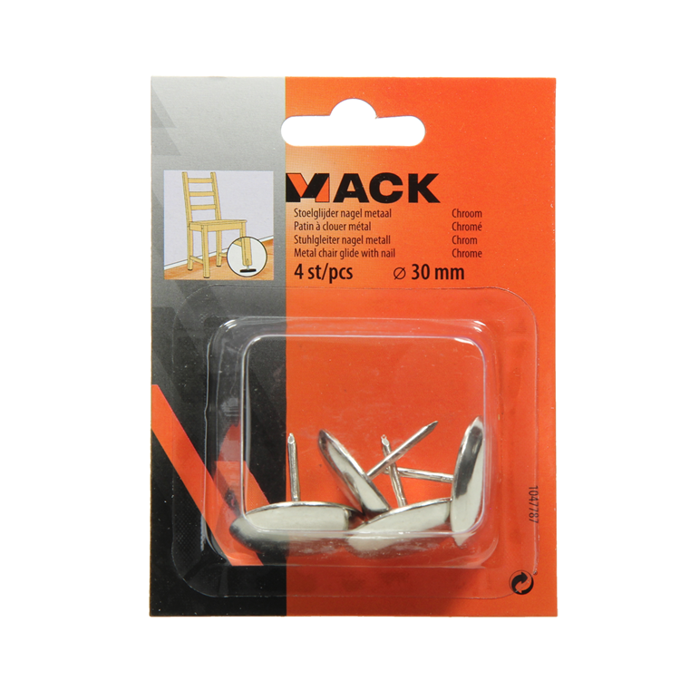 Mack 1047787 - clou planeur de chaise métal chromé ø 30 mm 4 pcs | 6 pièces