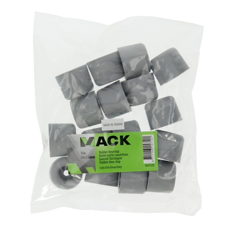 Mack 1047639 - butée de porte en caoutchouc gris 30 x 25 mm 16 pcs | 6 pièces