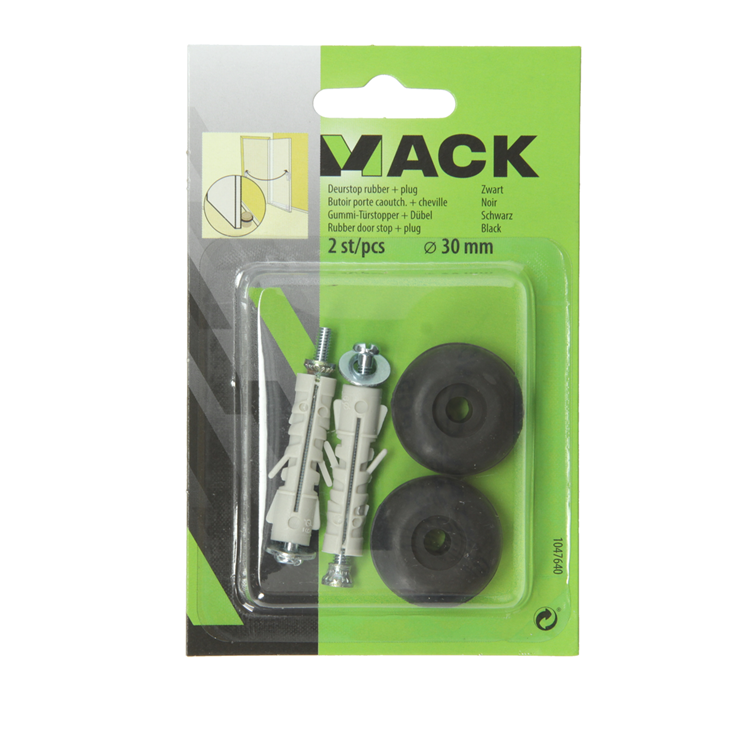 Mack 1047640 - butée de porte en caoutchouc + bouchon noir ø 30 mm 2 pcs | 6 pièces