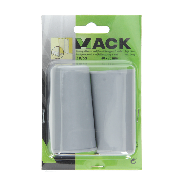Mack 1047641 - butée de porte caoutchouc + vis gris 40 x 75 mm 2 pcs | 6 pièces