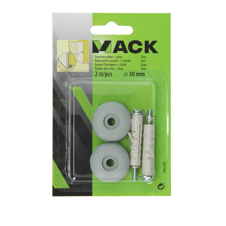 Mack 1047642 - butée de porte en caoutchouc + bouchon gris ø 30 mm 2 pcs | 6 pièces