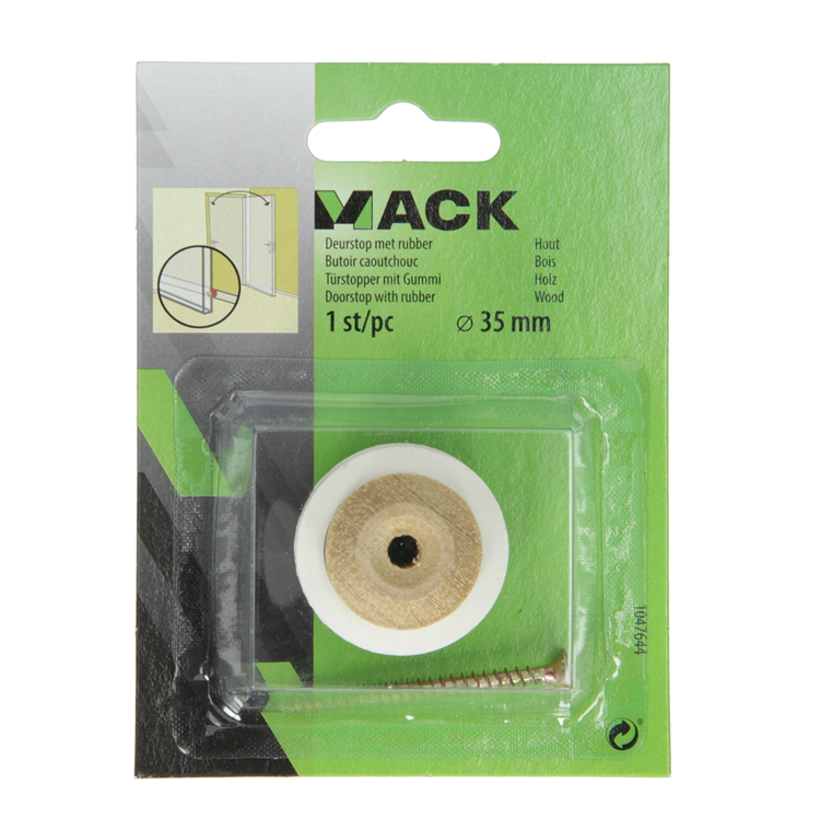 Mack 1047644 - butée de porte avec bois d'hévéa ø 35 mm 1 pièce pièce | 6 pièces