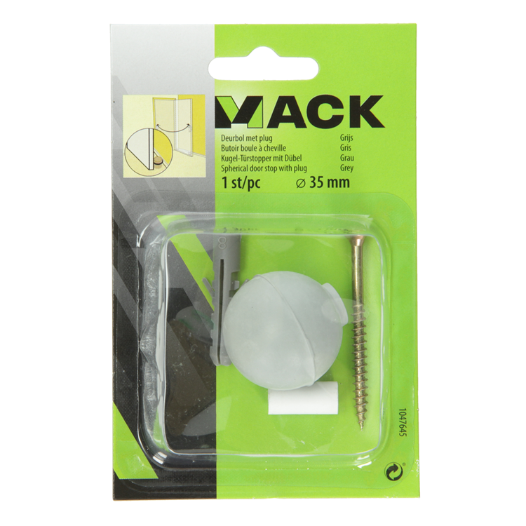 Mack 1047645 - boule de porte avec bouchon gris ø 35 mm 1 pièce pièce | 6 pièces