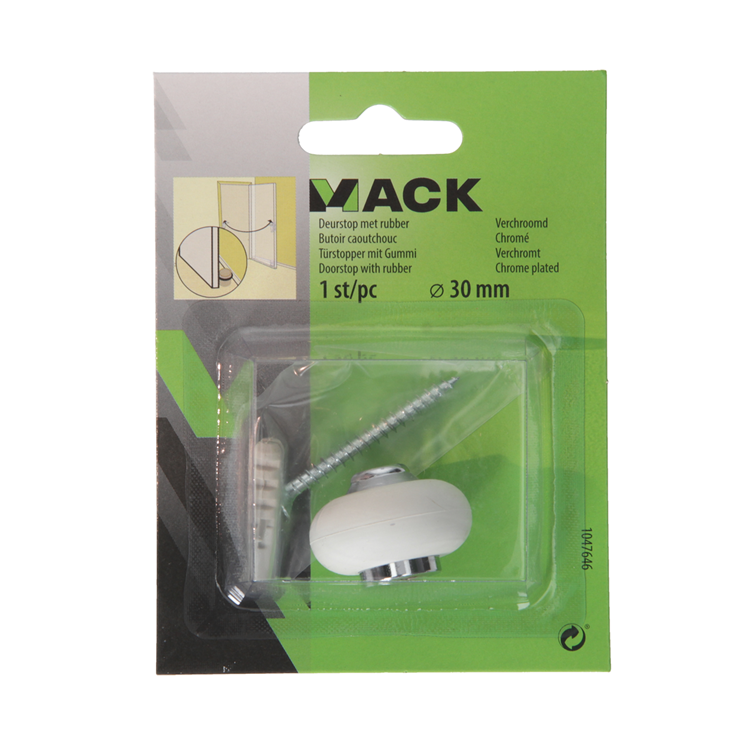 Mack 1047646 - butée de porte avec caoutchouc chromé ø 30 mm 1 pièce pièce | 6 pièces