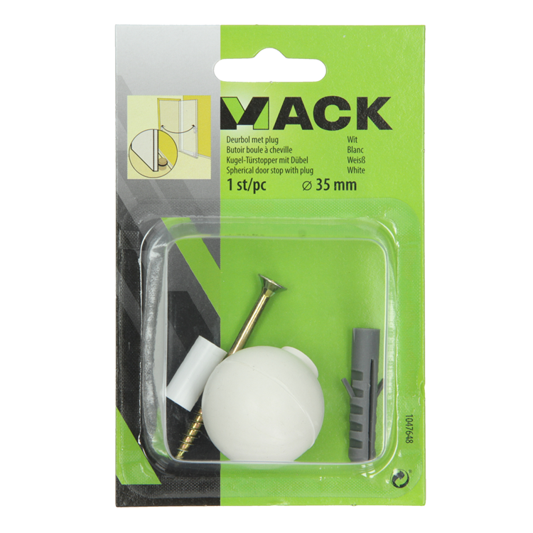 Mack 1047648 - boule de porte avec bouchon blanc ø 35 mm 1 pièce pièce | 6 pièces