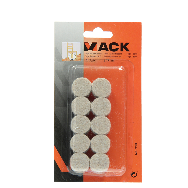 Mack 1047689 - super feutre autocollant beige ø 19 mm 20 pcs | 12 pièces