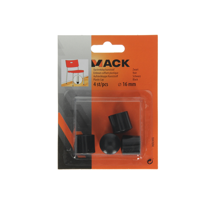 Mack 1047694 - bouchon en plastique noir ø 16 mm 4 pcs | 6 pièces