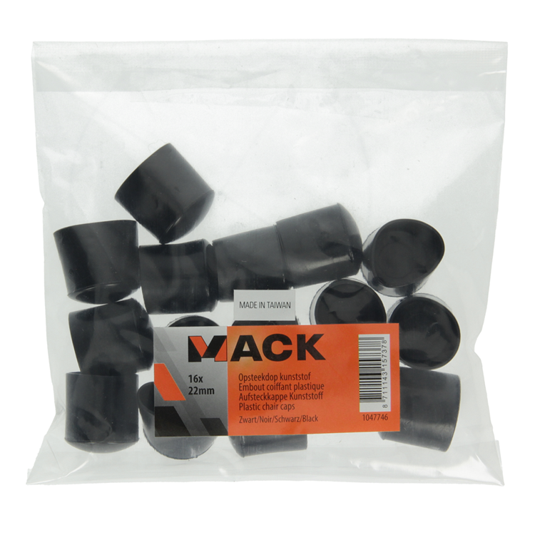 Mack 1047746 - bouchon en plastique noir ø 22 mm 16 pcs | 6 pièces