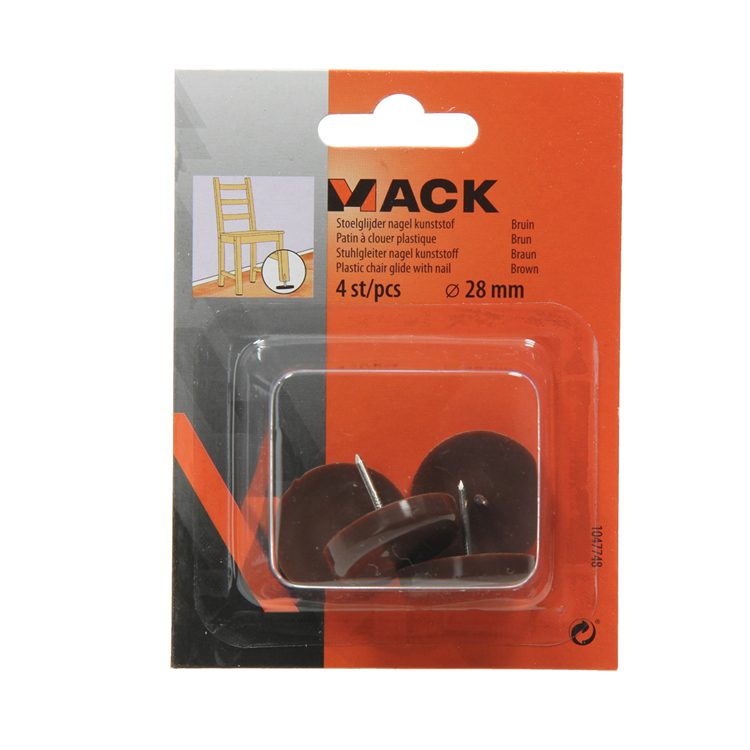 Mack 1047748 - clou planeur de chaise plastique marron ø 28 mm 4 pcs | 6 pièces