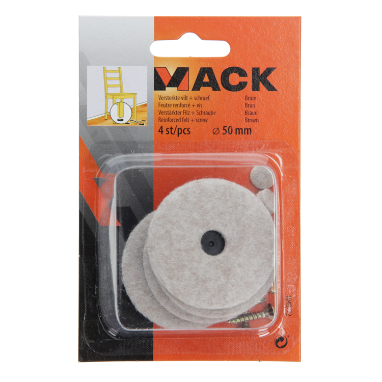 Mack 1048772 - feutre renforcé + vis marron ø 50 mm 4 pcs | 6 pièces