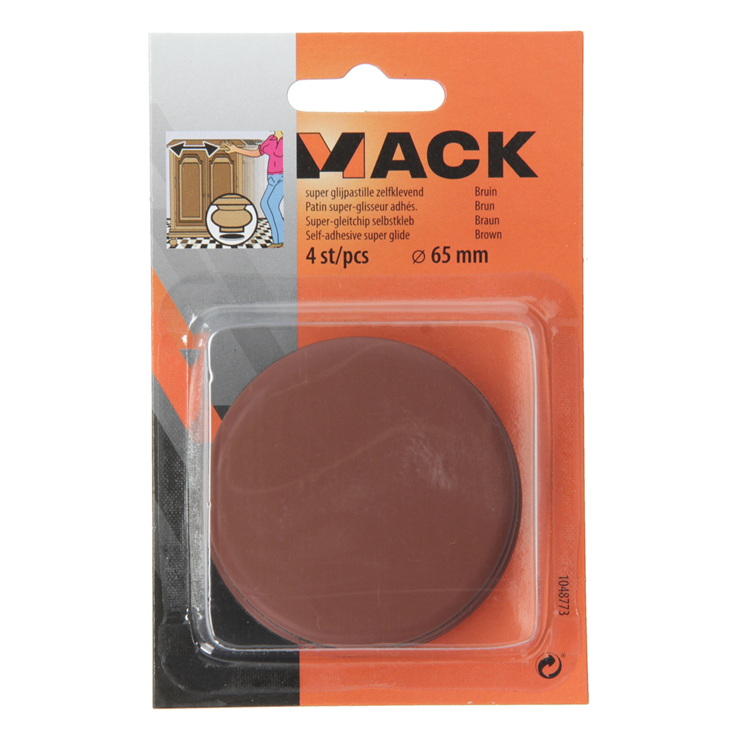 Mack 1048773 - pastille super coulissante autocollante marron ø 65 mm 4 pcs | 12 pièces
