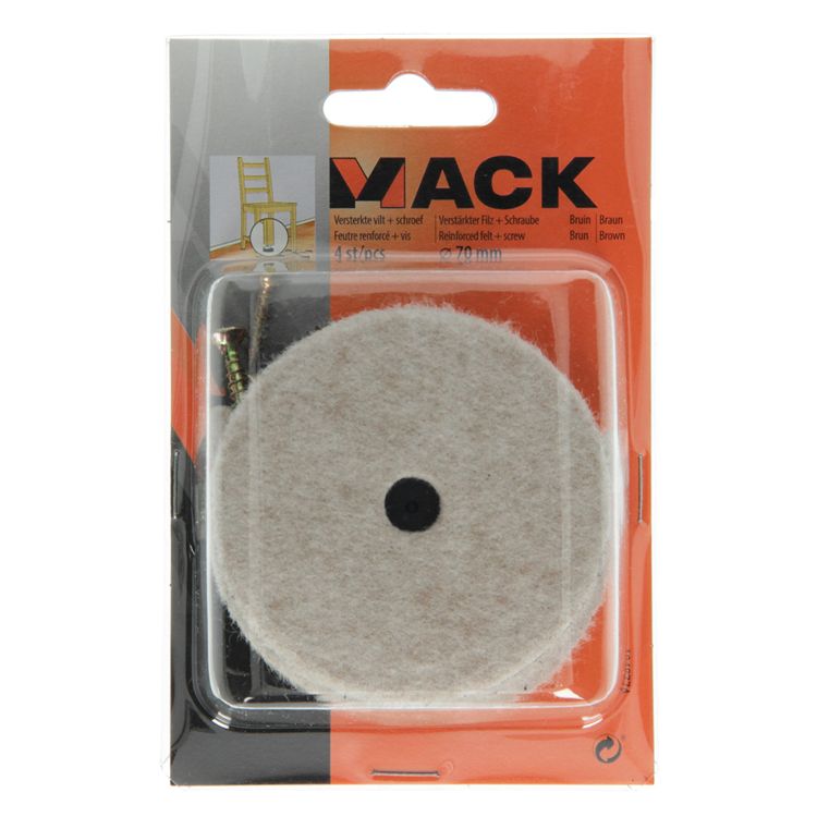 Mack 1048774 - feutre renforcé + vis marron ø 70 mm 4 pcs | 6 pièces