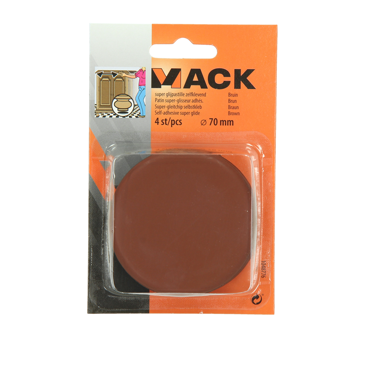 Mack 1048776 - pastille super coulissante autocollante marron ø 70 mm 4 pcs | 12 pièces